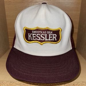 Vintage Kessler Smooth As Silk Whiskey Trucker Patch Hat Snapback Cap Rare 1980s
